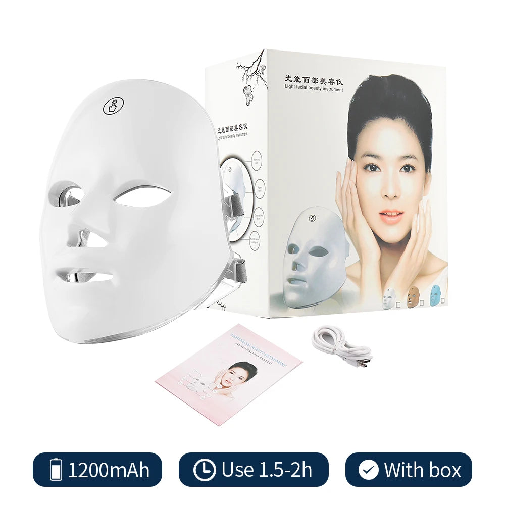 7 Colors Photon Facial LED Mask Red Light Therapy Anti Aging Anti-Wrinkle Skin Care Treatment