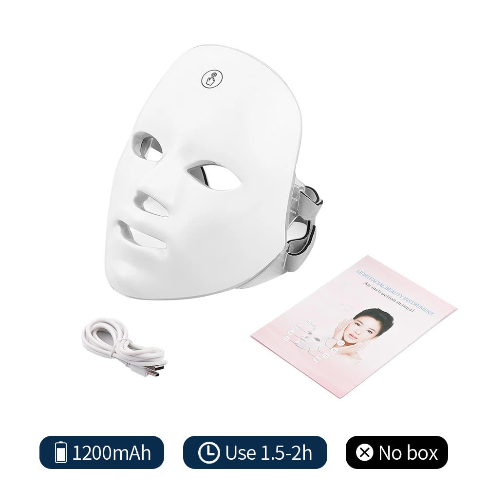 7 Colors Photon Facial LED Mask Red Light Therapy Anti Aging Anti-Wrinkle Skin Care Treatment