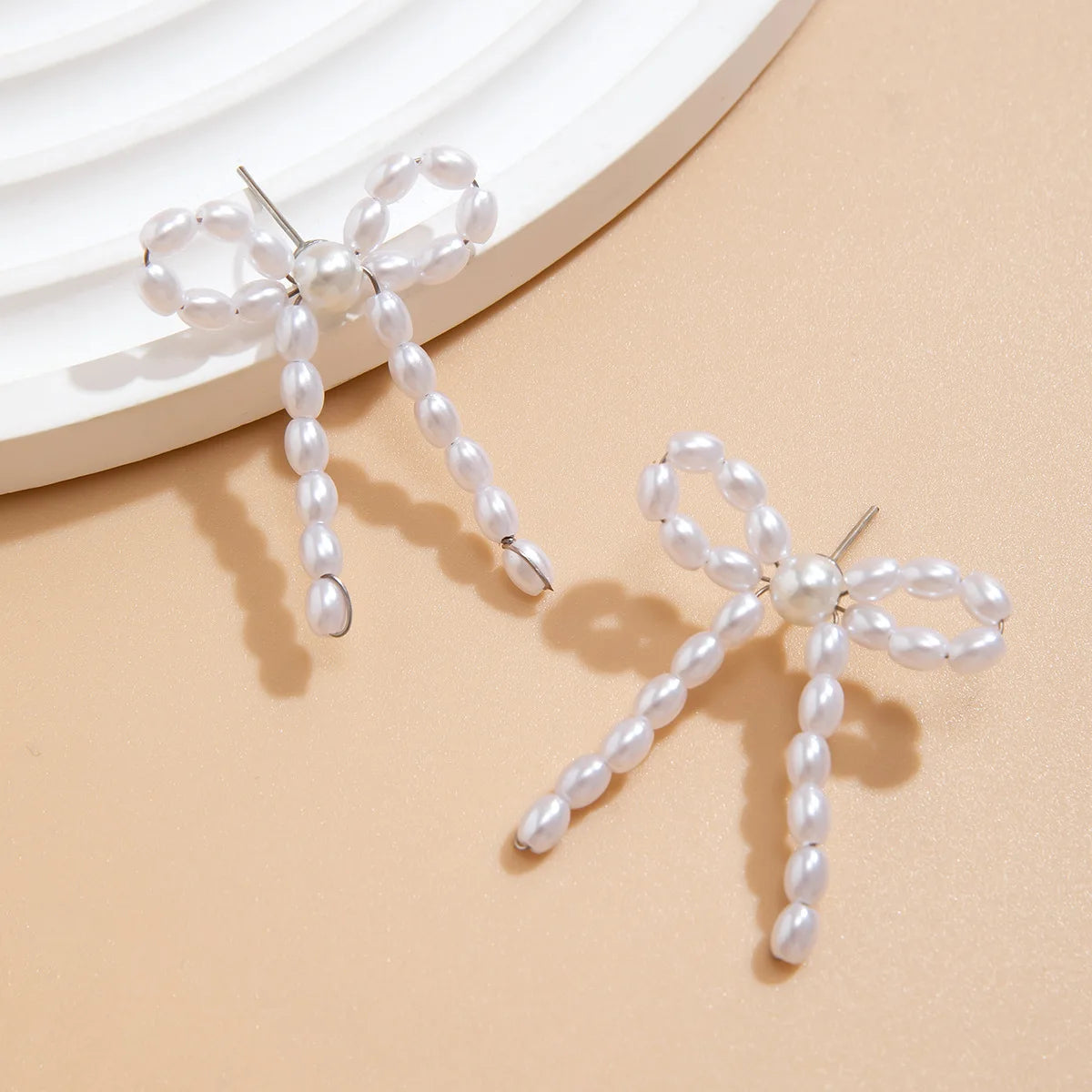 Bow Faux Pearl Earrings