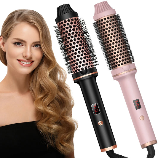 Ceramic Tourmaline Ionic Thermal Hair Straightening Brush Curling Iron 1.5 Inch