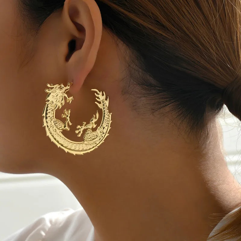 Dragon Hoop Earrings Jewelry