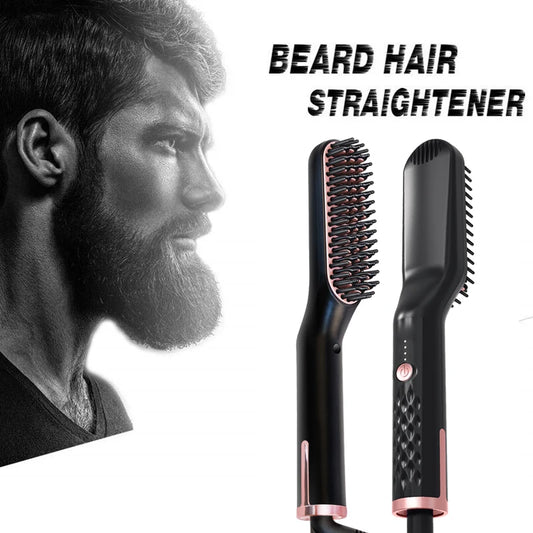 Men Beard Electric Negative Ion Hair Straightening Brush Wet/Dry Styler