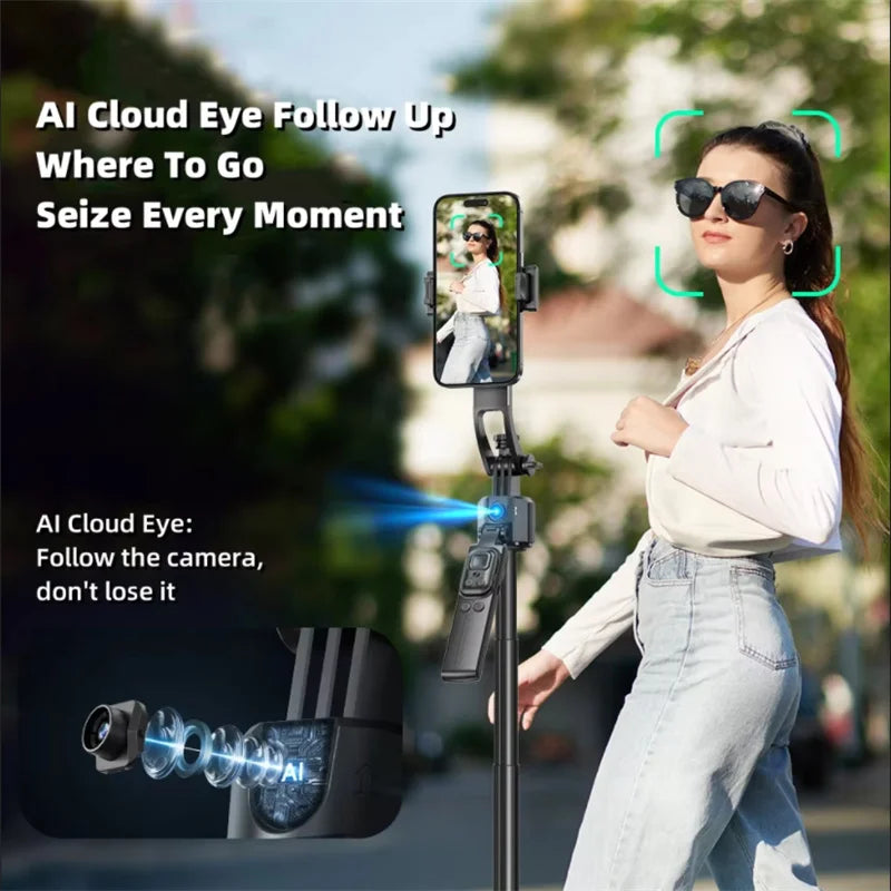 Intelligent Face Tracking Selfie Stick Gimbal Stabilizer w/ Bluetooth Remote For Smartphones