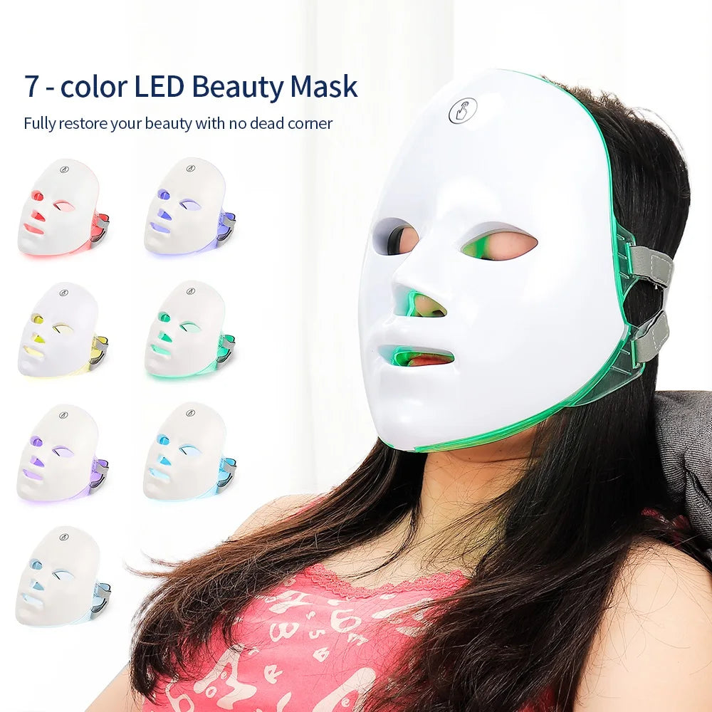 7 Colors Photon Facial LED Mask Red Light Therapy Anti Aging Anti-Wrinkle Skin Care Treatment