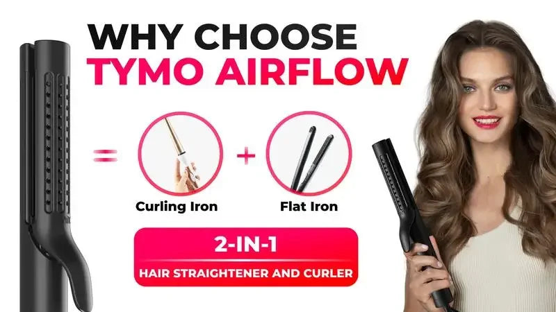 TYMO AIRFLOW 2 in 1 Hair Straightener and Curling Iron 1.25 Inch Wand