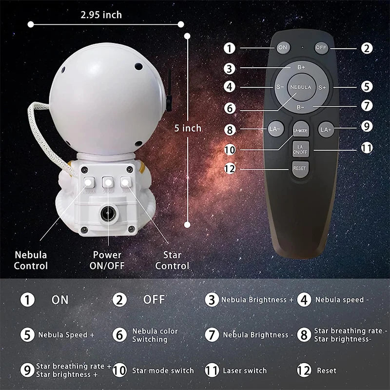 LED Night Light Starry Sky Galaxy Astronaut Projector Light