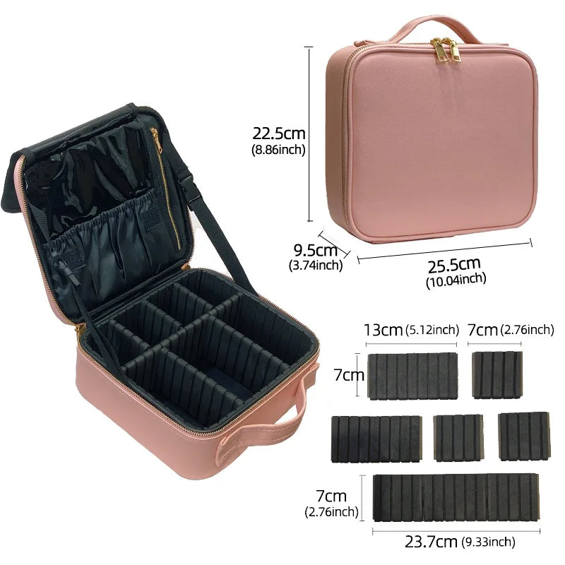 PU Leather Multi-Functional Portable Cosmetic Bag Travel Storage Makeup Case