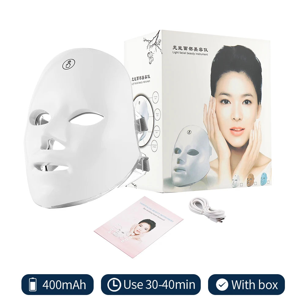 7 Colors Photon Facial LED Mask Red Light Therapy Anti Aging Anti-Wrinkle Skin Care Treatment