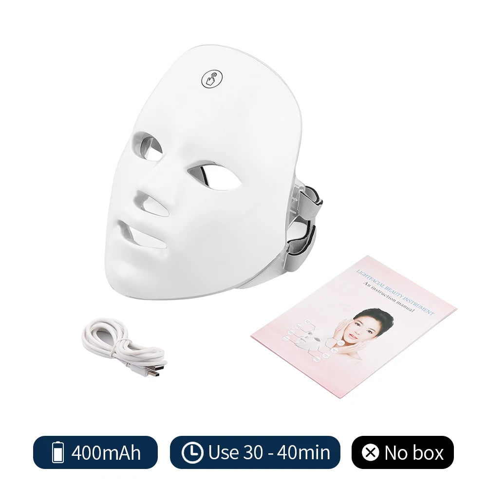 7 Colors Photon Facial LED Mask Red Light Therapy Anti Aging Anti-Wrinkle Skin Care Treatment