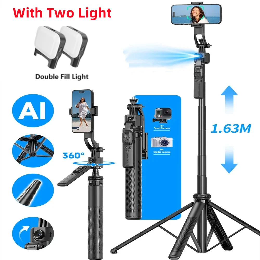 Intelligent Face Tracking Selfie Stick Gimbal Stabilizer w/ Bluetooth Remote For Smartphones